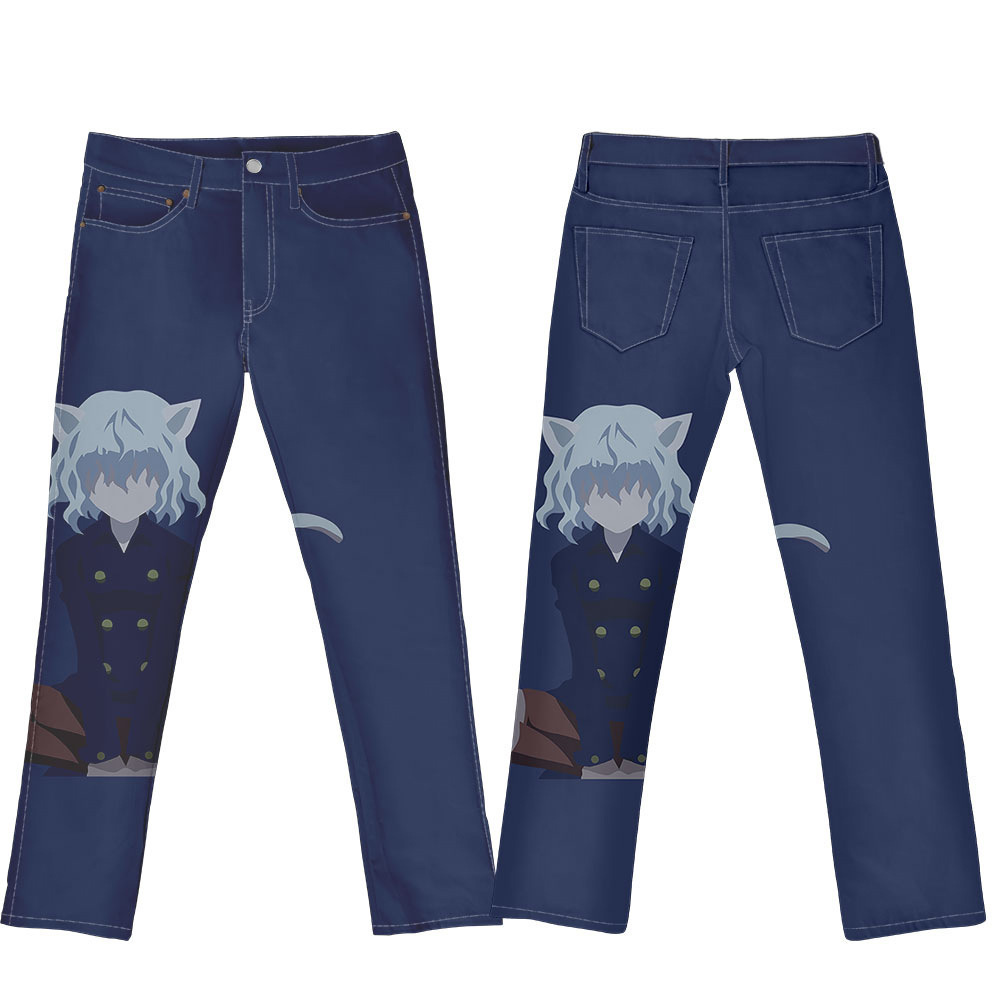 全职猎人牛仔 动漫周边3d数码印花直筒牛仔长裤男女来图定制潮流