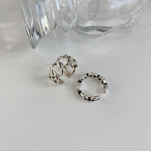 日韩创意复古猪鼻子戒指女链条简约镂空做旧开口可调节食指指环女