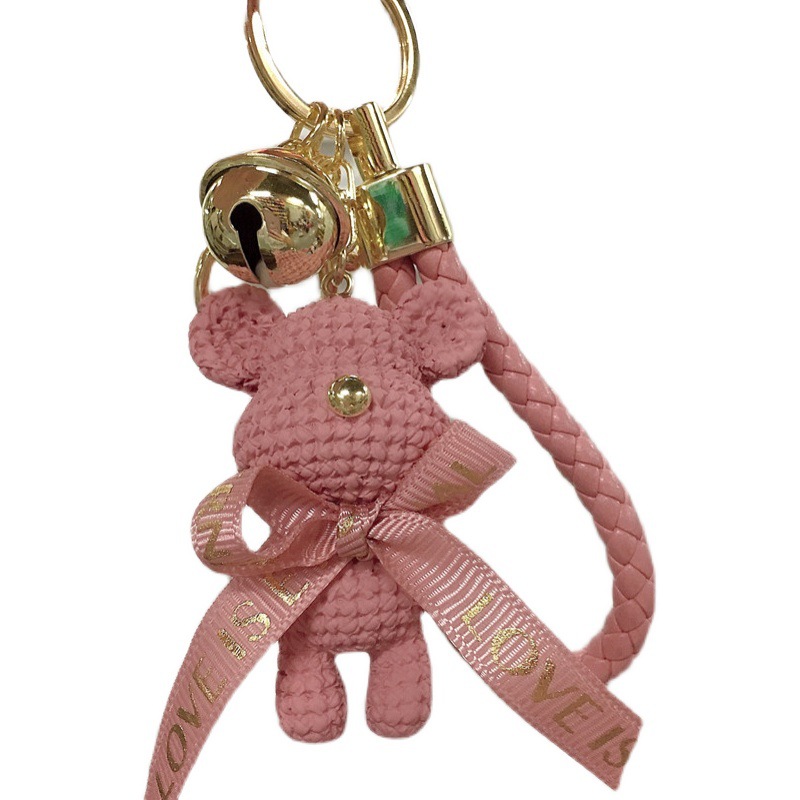 Cartoon Resin Wool Bear Doll Car Key Ring Cute Fashion Bear Doll and Bag Hanging Piece Pendant Gift