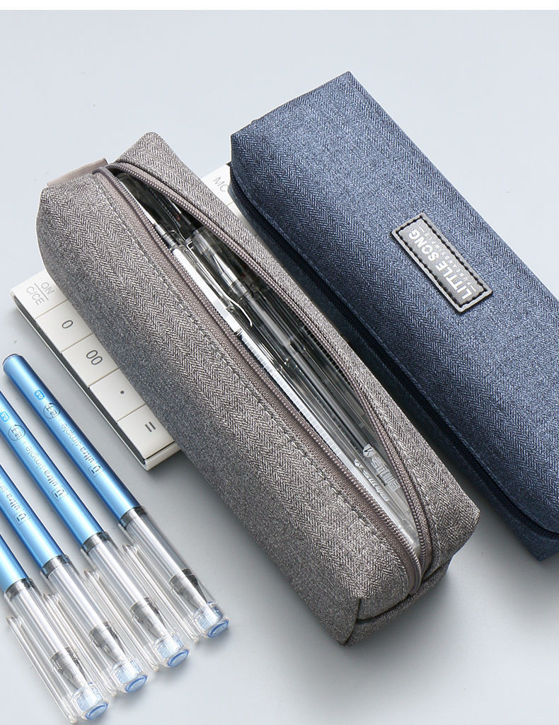 晨光网纱透明笔袋方形简约创意文艺文具袋文具盒大容量考试专用