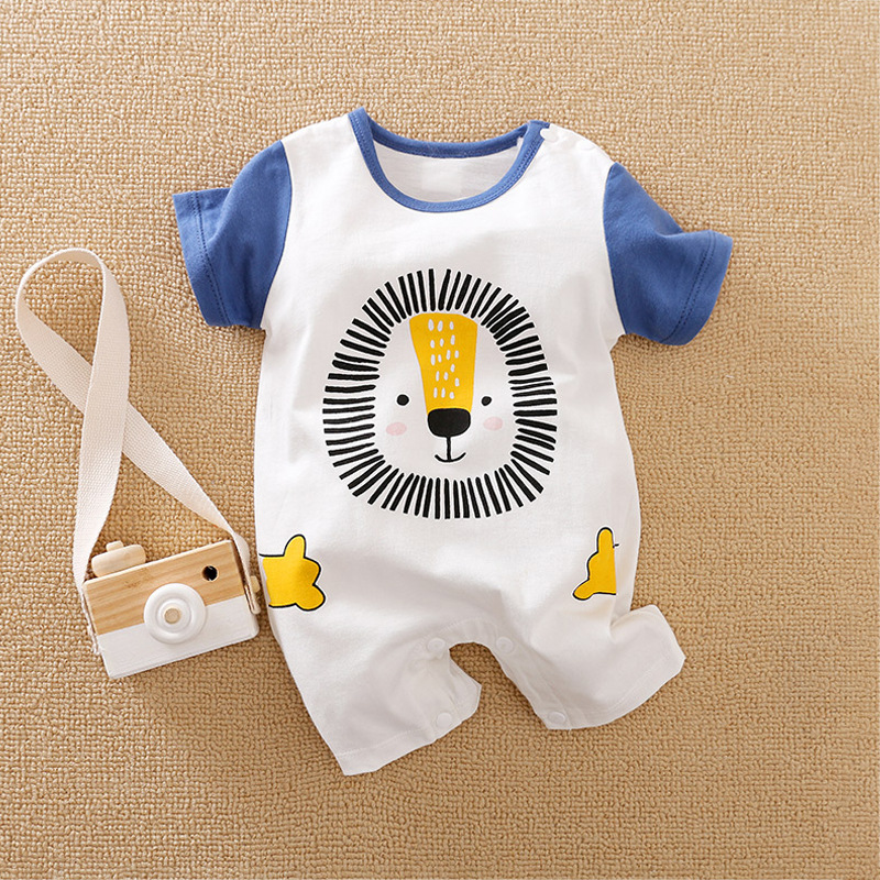 Baby Jumpsuit Summer Ins Style Baby Clothes Newborn Short-Sleeved Romper Cute Thin Romper Foreign Trade