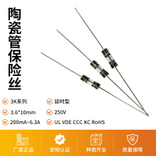 玻璃保险管3.6x10mm玻璃管保险丝慢断型双帽引线长脚保险丝管