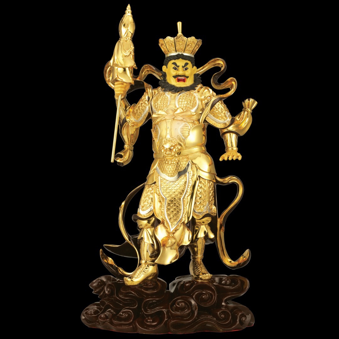盛凡佛像铜鎏金佛教四大天王摆件佛像工艺品风调雨顺多闻天王