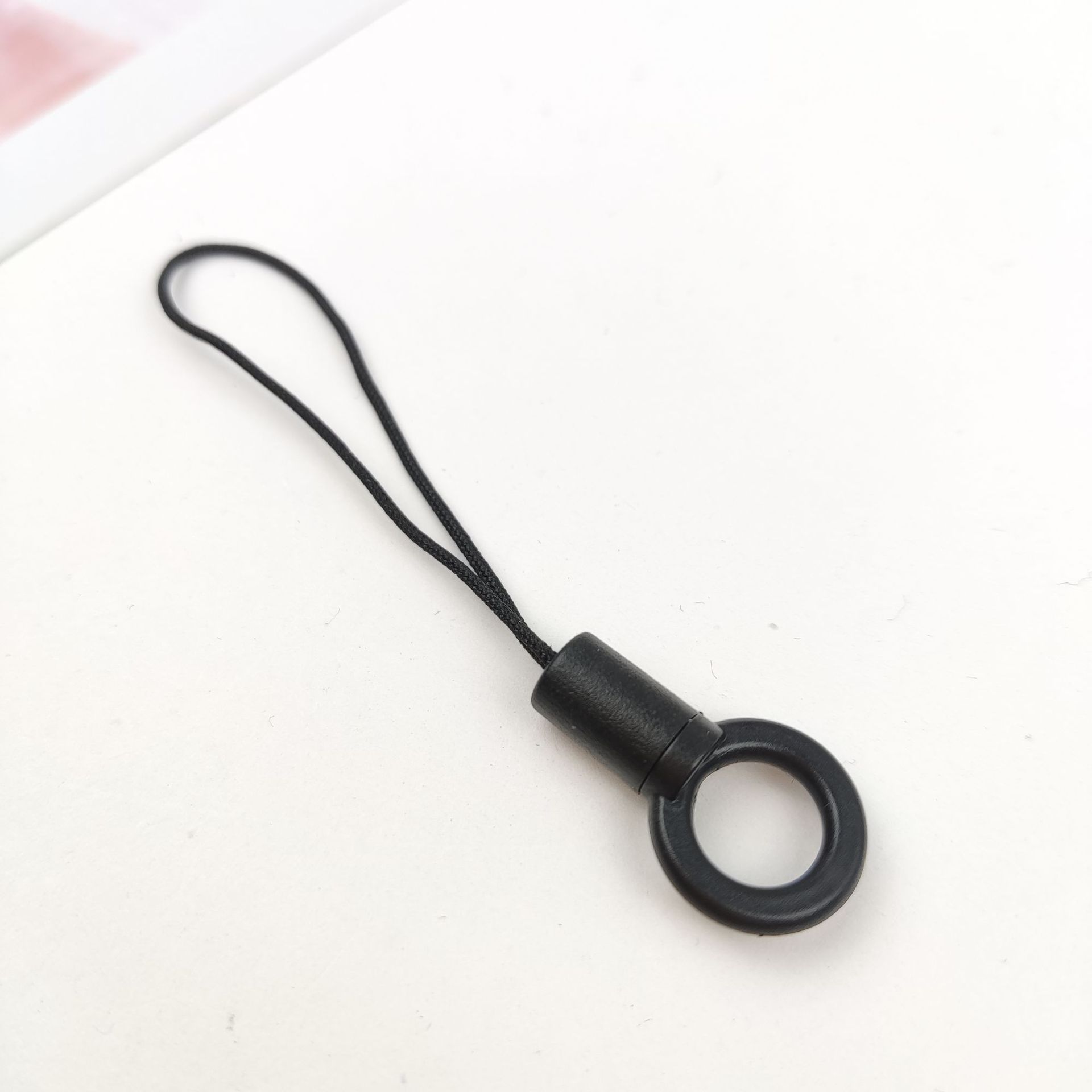 DIY Small Circle Mobile Phone Lanyard Fitting Thick Small Rope Head Black String Clip Phone Case Ornament Lanyard Factory Wholesale