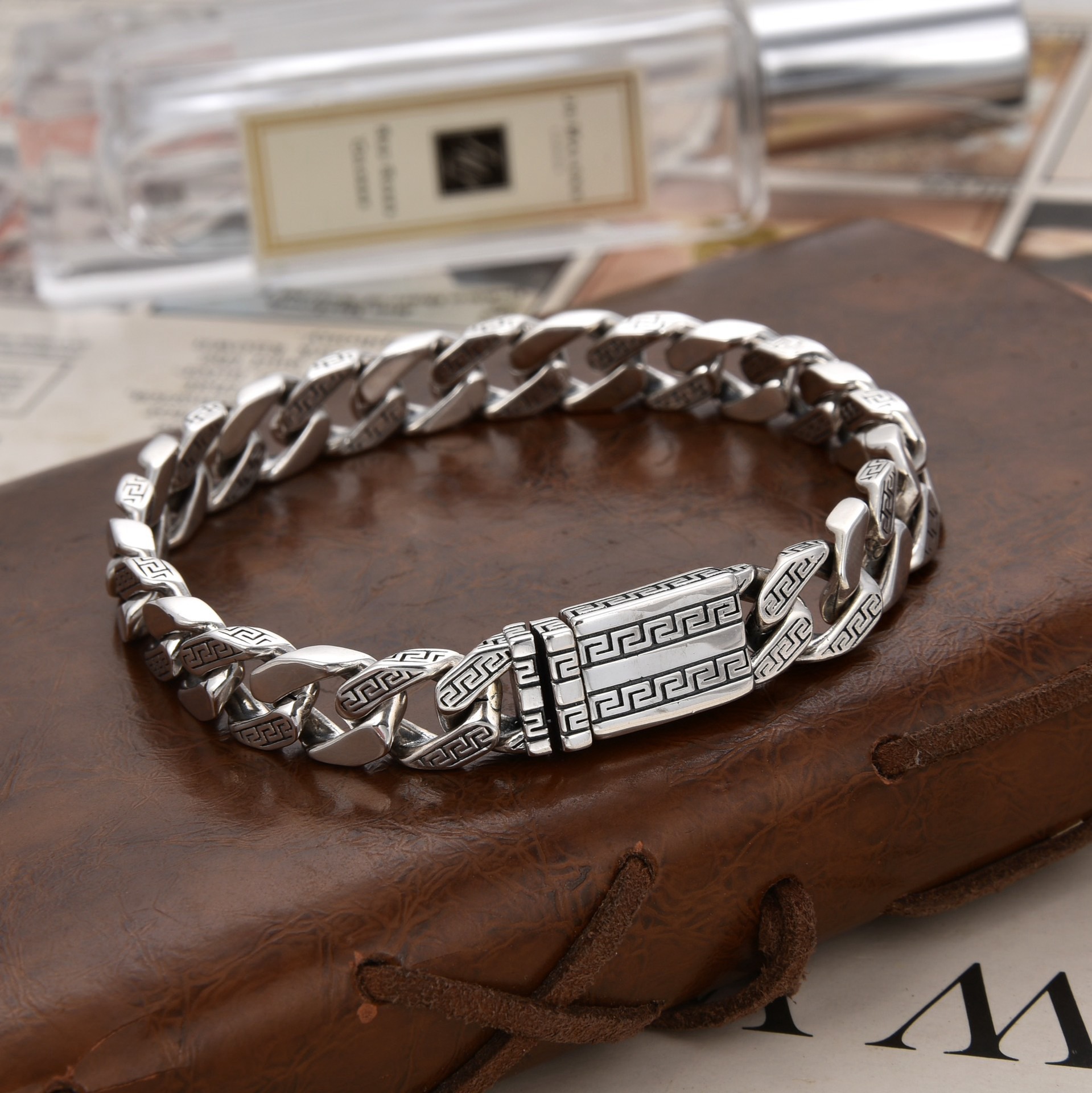 s925纯银六字真言转运手链男款国潮复古高级感个性送男友生日礼物