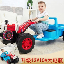 儿童手扶拖拉机可坐大人网红小孩电动玩具车可充电四轮带斗工程车