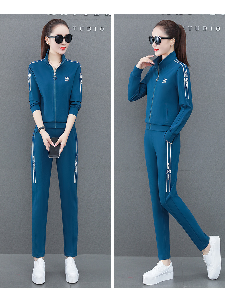 运动套装女春季2021新款时尚潮大码运动服洋气立领卫衣休闲两件套