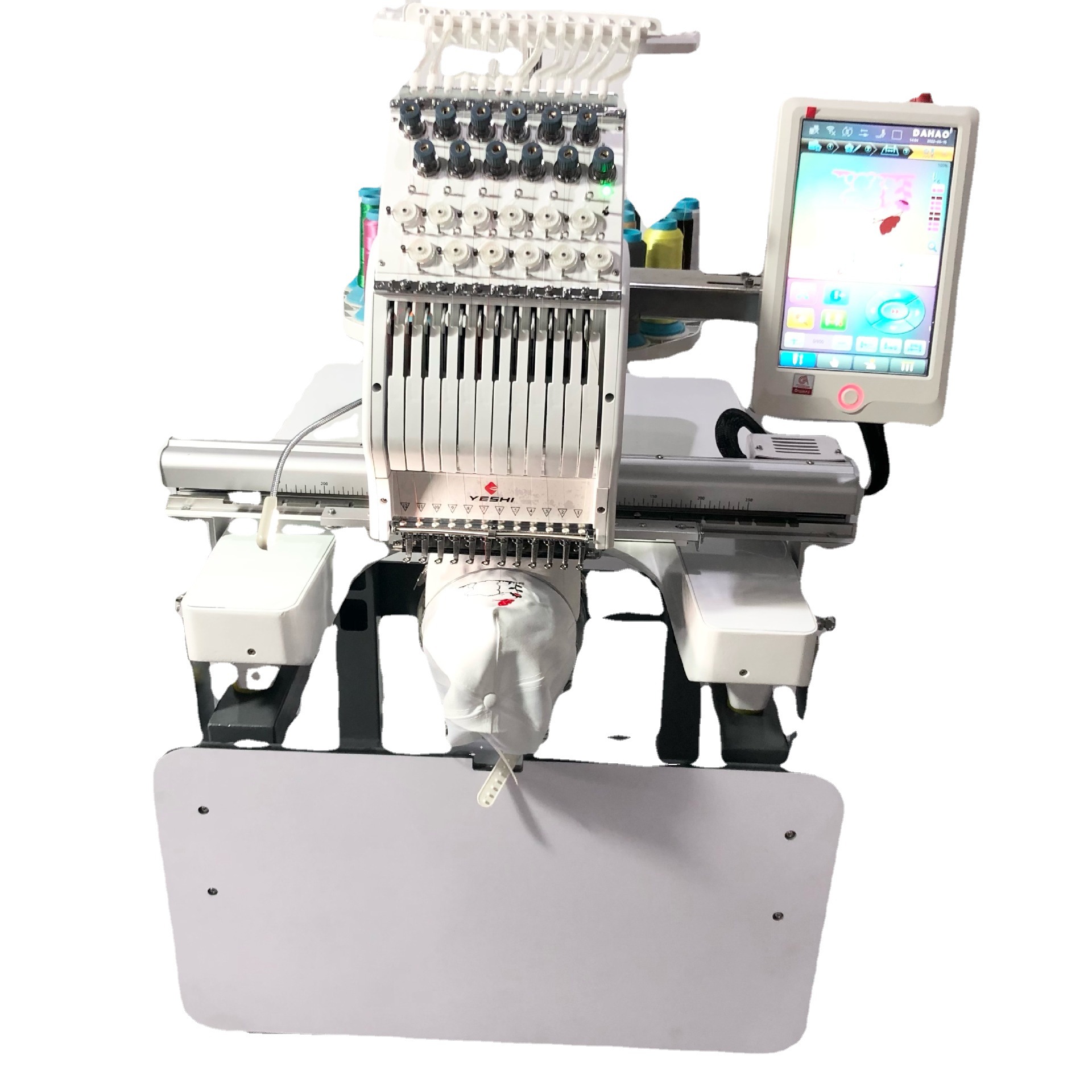 厂家直供】12针双头商用型家用型电脑绣花机 帽子成衣刺绣机-阿里巴巴