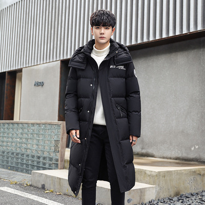 [Quality Inspection] High-End Couple Wear Mid-Length down Jacket Men's Winter Warm Hooded White Duck down Men's Coat