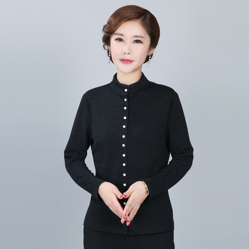 Bamboo Voice Middle-Aged and Elderly Women's Clothing Spring New Women's Long-Sleeved Blouse Large Size Women's Clothing 2024 Spring Clothing Mom Clothing