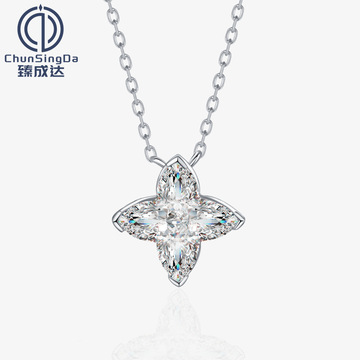 臻成达新品四角星异形钻石纯银项链女高级感轻奢锁骨链欧美银吊坠
