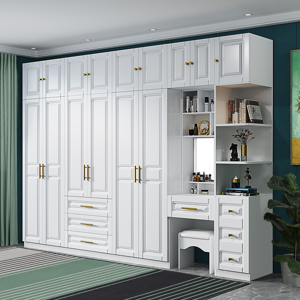 衣柜现代简约出租房家用卧室带梳妆台柜子家具转角一体组合柜衣橱