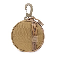 战术多功能防水钥匙包户外露营硬币包便携式圆型耐磨MOLLE钱袋