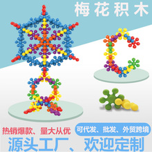 跨境梅花积木3D立体旋转雪花片趣味拼插儿童启蒙益智早教批发玩具