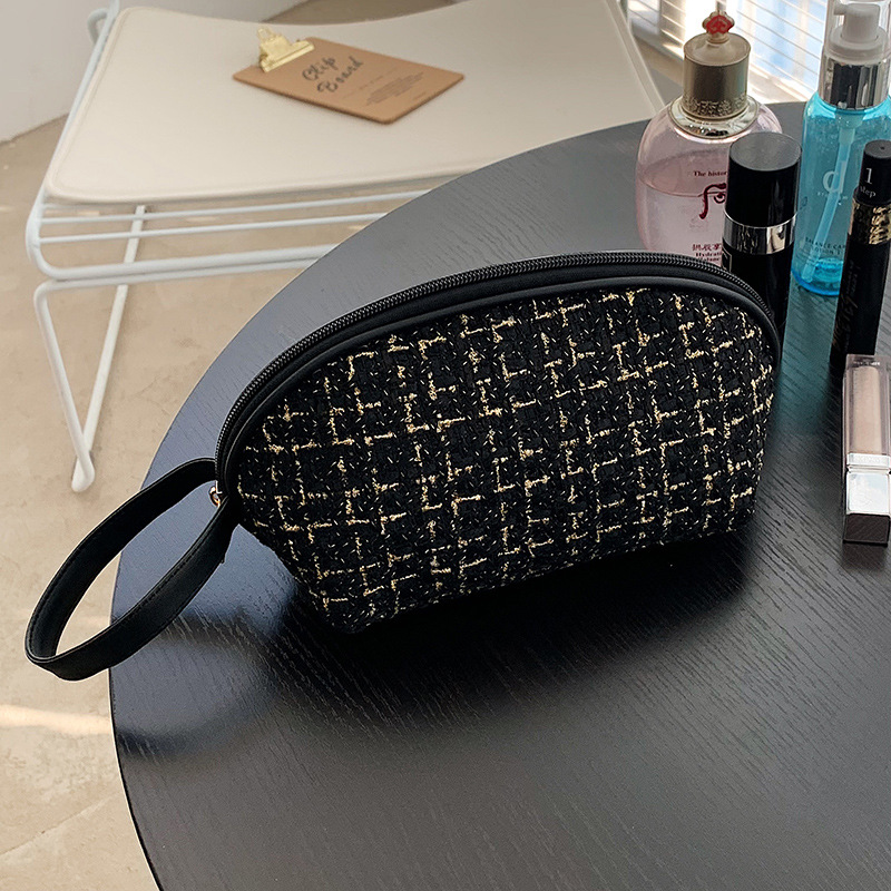 New Classic Style Woolen Cosmetic Bag Travel Change Wash Bag Portable Cell Phone Storage Bag Lipstick Small Bag Fashion