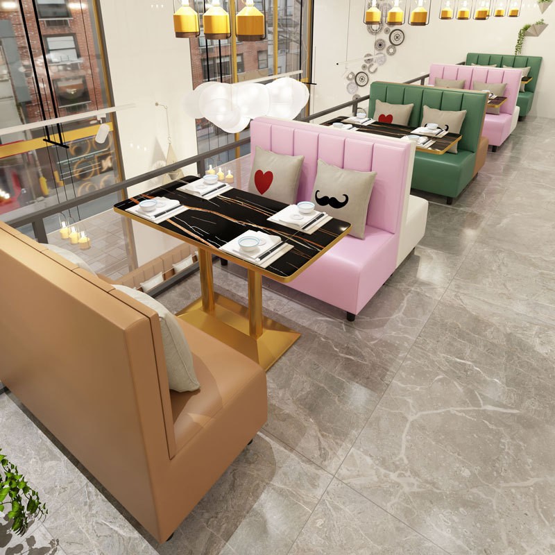 定制茶餐厅卡座沙发靠墙软包咖啡汉堡清吧小吃甜品奶茶店桌椅组合