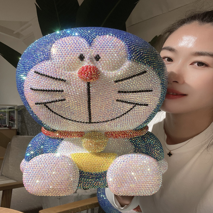 大号抖音网红贴钻叮当猫存钱罐蓝胖子diy手工粘钻机器猫摆件储蓄