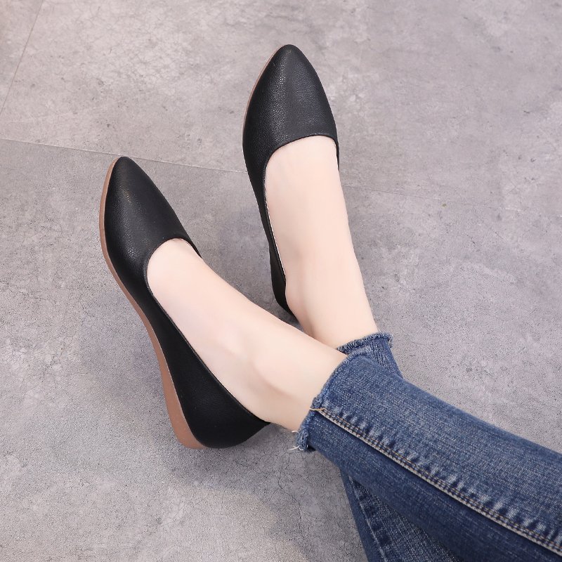 Women's Work Shoes Soft Bottom Comfortable Work for a Long Time and Don't Feel Tired. Black Professional Leather Shoes Shoes for Air Hostesses Hotel Interview Pumps