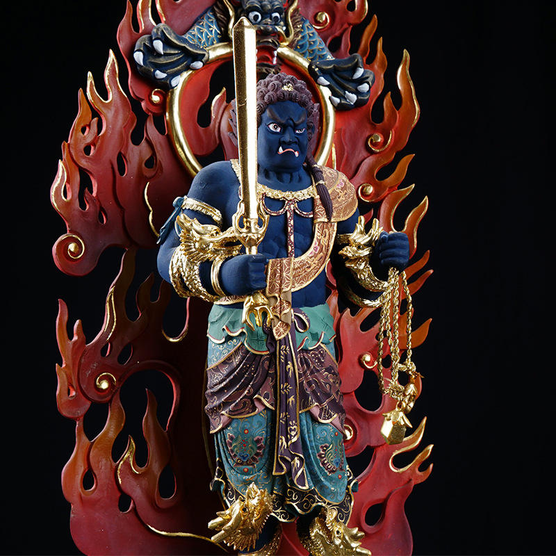 木雕佛像樟木雕刻工厂不动明王 护法神像雕像摆饰寺庙永盛厂家