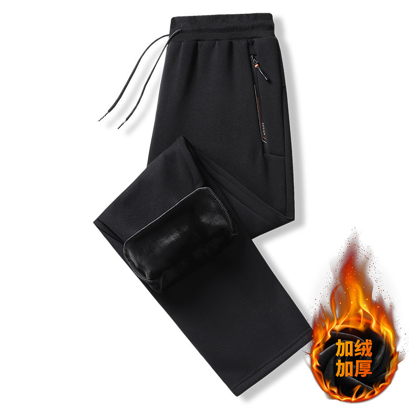 Fleece-Lined Thick Track Pants Men's Running Winter 2022 New Casual Pants Men's Sweatpants Men's Knitted Pants Men