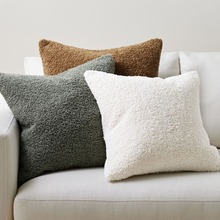 跨境北欧ins风泰迪绒抱枕套纯色样板间客厅沙发靠枕套不含枕芯