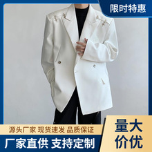 痞帅白色西装外套男潮高级感冷淡系枪驳领西服垫肩春季dk男生制服