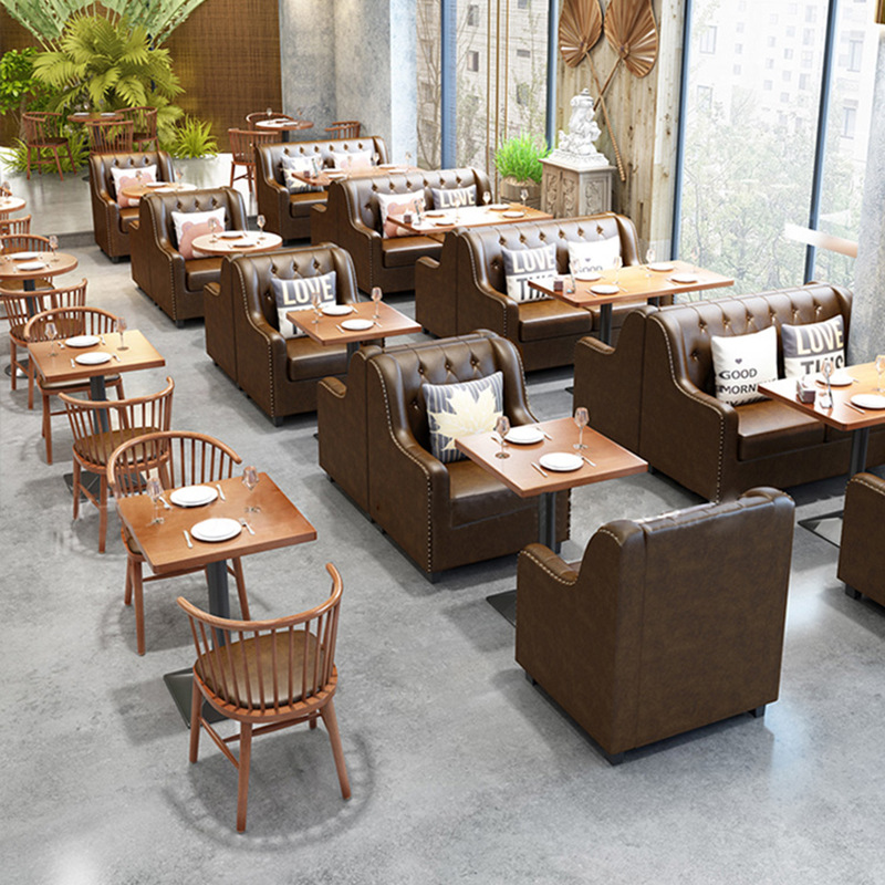 火锅饭店茶楼西餐厅卡座沙发商用咖啡厅小吃快餐奶茶店桌椅组合