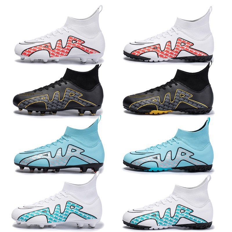 大厂跨境c罗梅西足球鞋成人男高帮长钉碎钉青少年比赛训-阿里巴巴