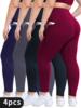 4 pack plus size high waist solid yoga pants women's tights|ms 4 pack plus size high waist solid yoga pants women's tights|ms