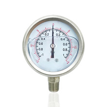 供充油耐震压力真空表不锈钢压力表全钢压力表YNZ-60BF -1~0~1bar