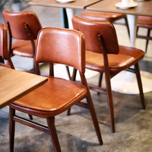 复古餐厅创意休闲凳子韩式铁艺餐馆餐椅棕色酒馆咖啡店椅子工业风