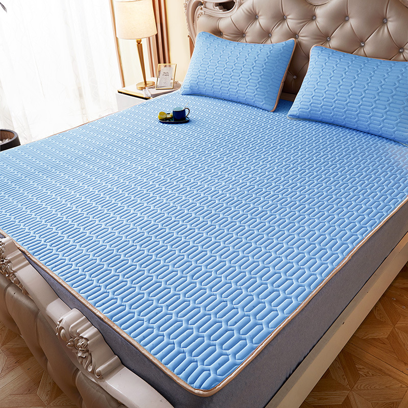 Thailand Solid Color Latex Three-Piece Set of Summer Sleeping Mat Thick Air Conditioner Soft Summer Sleeping Mat Ice Silk Cool Feeling Mat Can Be Wash Folded