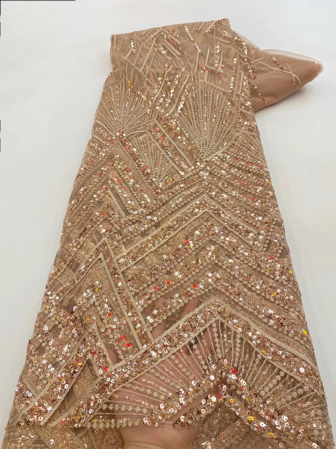 0成交80码2023春夏孔雀蓝植物花型欧美连衣裙法式衣服管珠亮片绣花