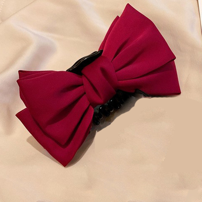 Black Double-Sided Bow Claw Clip Shark Clip Large High-Grade Updo Hairpin Back Head Hairware Hair Claw