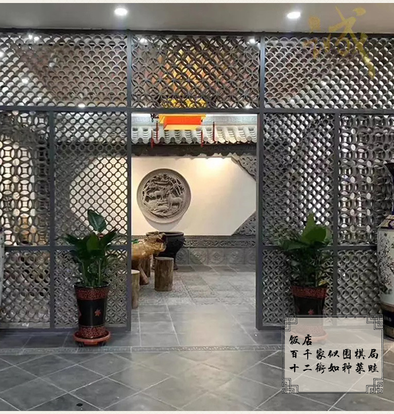 青瓦花窗四角花窗小青瓦铺地立瓦仿古瓦镂空隔断青瓦室内装饰瓦片