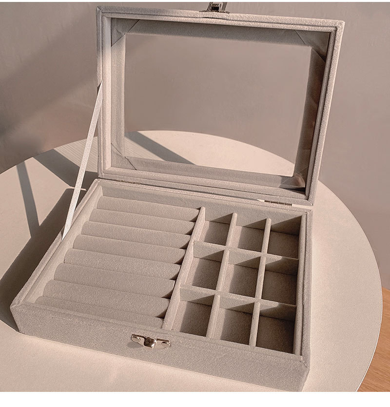 简约多层首饰盒带锁轻奢风皮革耳环项链现货大容量饰品收纳盒子