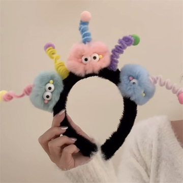 卡通可爱毛绒绒天线娃娃发箍甜妹高颅顶拍照洗脸儿童发饰头饰女