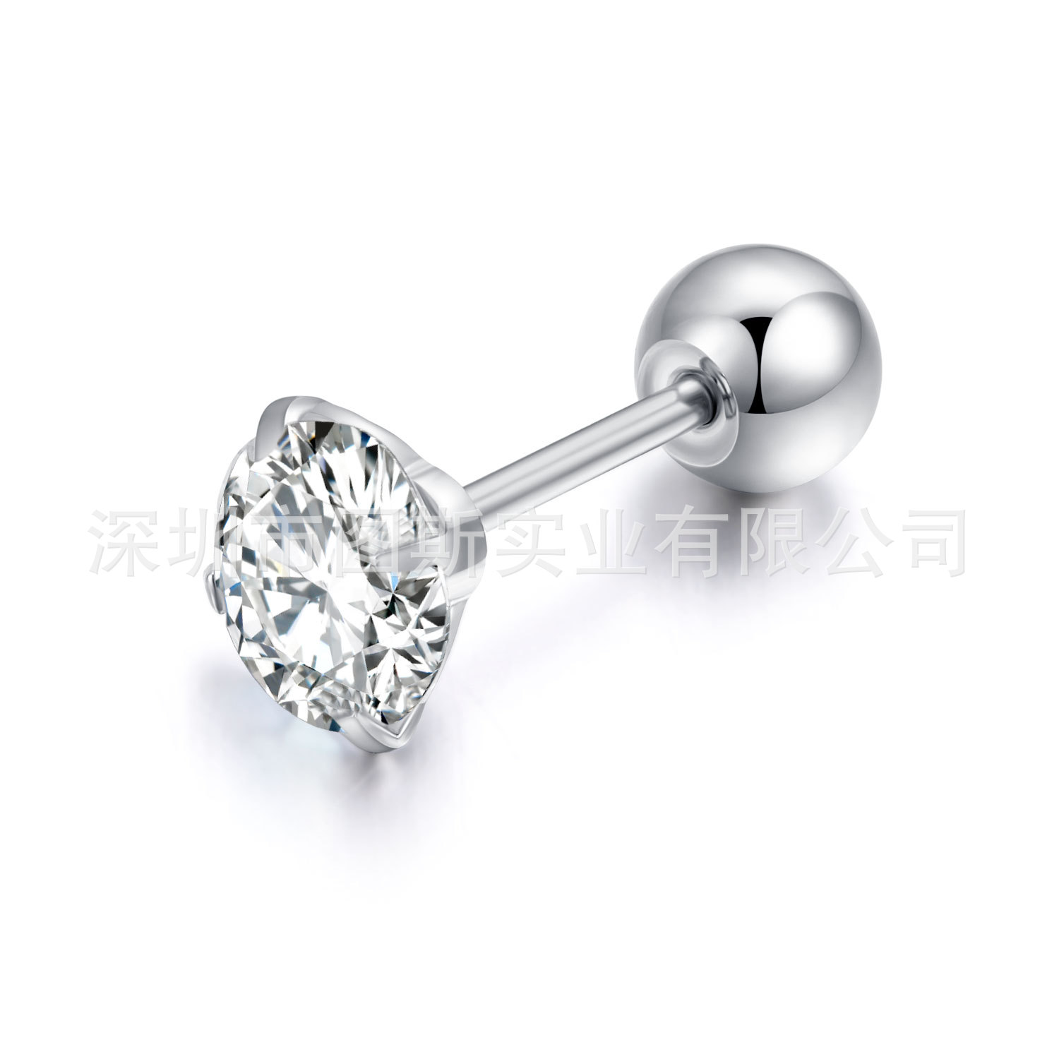 Exclusive for Cross-Border Round 3A Zircon Stud Earrings Titanium Steel round Studs Stainless Steel Vacuum Plating Color Earrings
