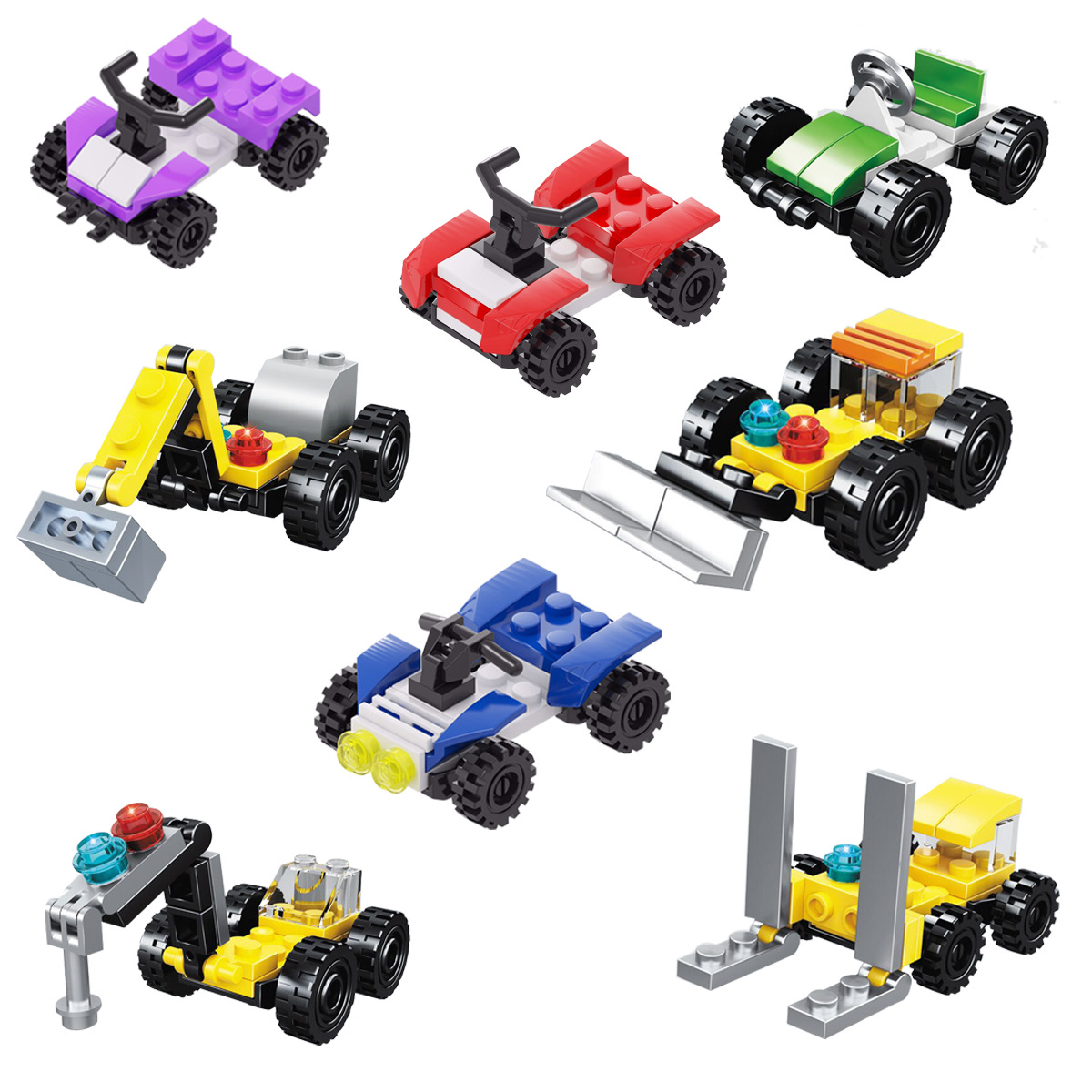 启蒙拼装赠品积木玩具车 diy兼容儿童积木摆地摊玩具批发小颗粒
