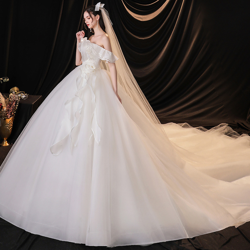 主婚纱2021新款森系新娘婚礼宫廷风简约大气超仙奢华梦幻气质拖尾