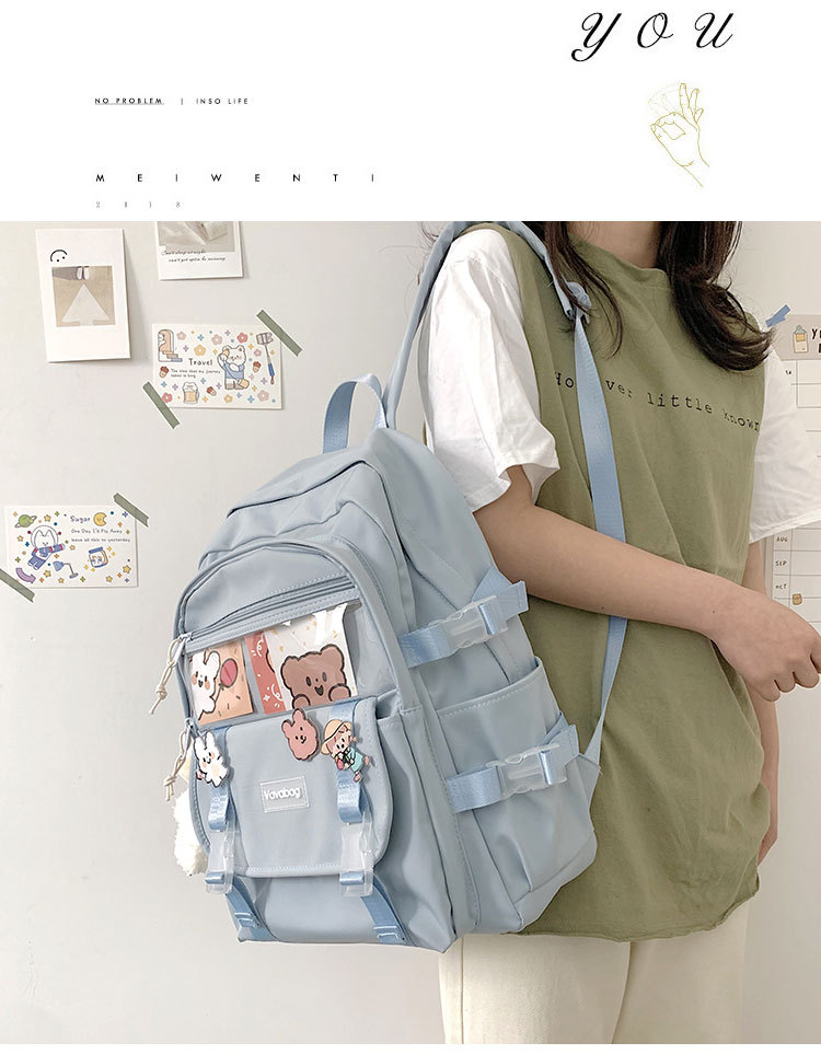 高颜值书包中学生大容量女帆布高中生背包双肩轻便初中生ins简约