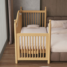 实木婴儿床拼接床榉木儿童床加宽床边床可升降宝宝床拼接大床定