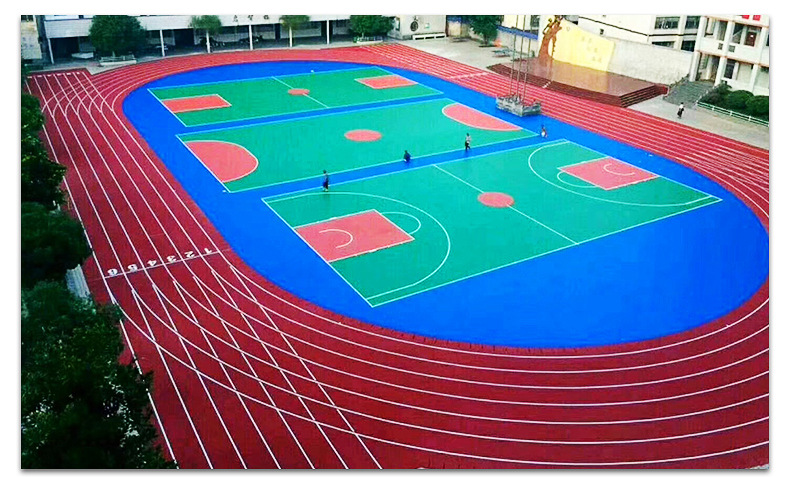 操场体育场塑胶跑道 透气混合全塑型epdm运动场塑胶跑道材料销售