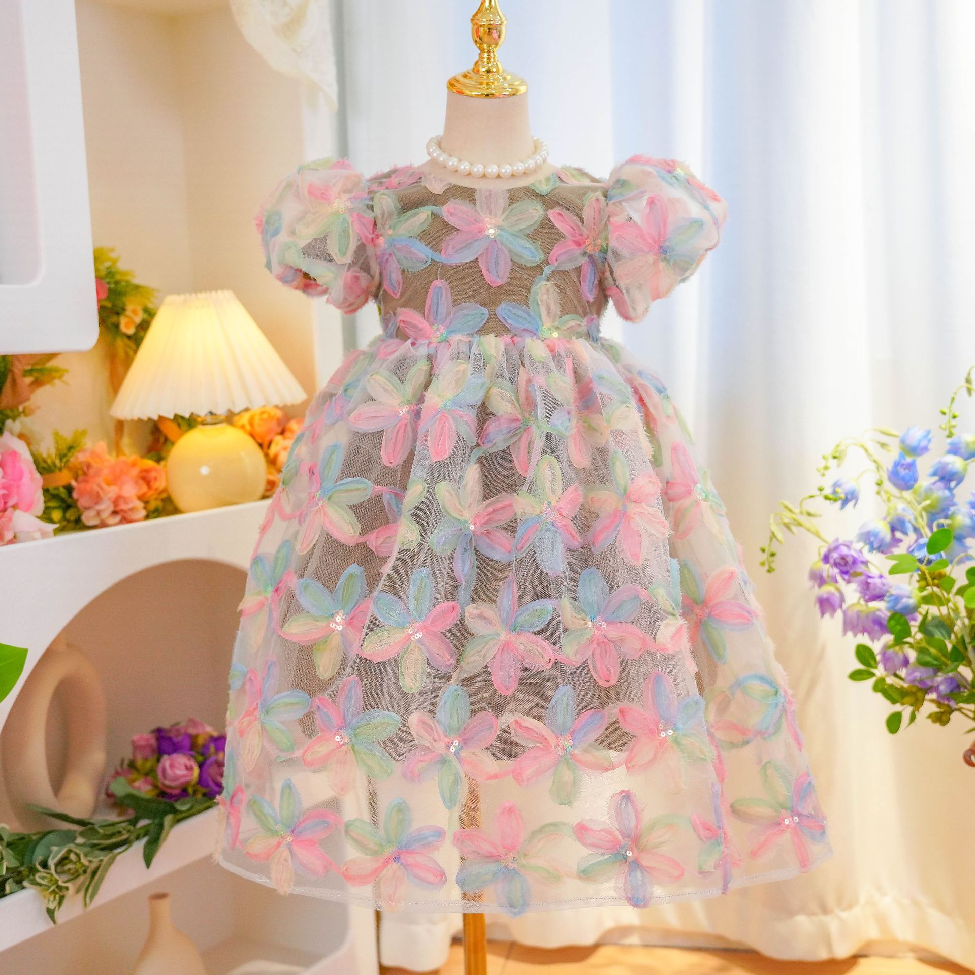 0成交496套冰雪奇缘女童连衣裙2022夏装新款女孩裙儿童洋气蓬蓬纱爱莎