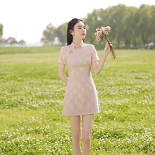 新中式改良旗袍短款2023新款夏季小个子年轻款少女复古日常连衣裙