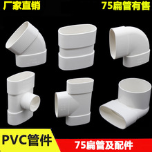 PVC75mm扁管配件直接 弯头 三通 变径异径下水接头卫生间移位