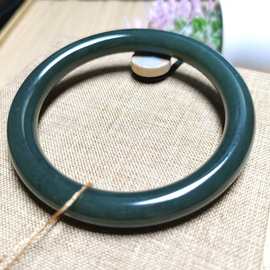 新疆和田玉且末蓝手镯和田玉手镯且末料手镯圆条手镯带证书