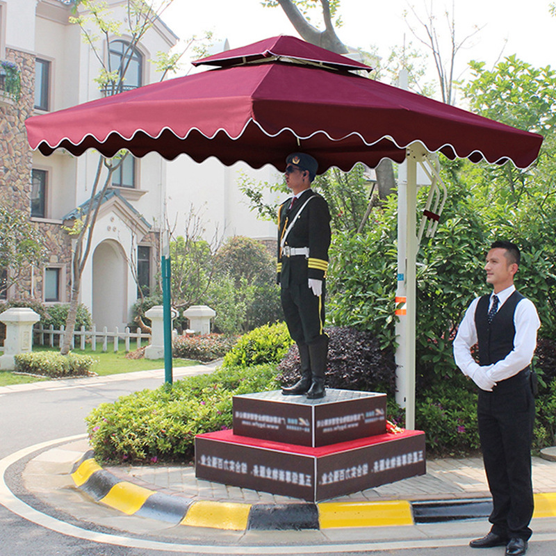 岗亭伞户外保安门卫站岗台遮阳伞庭院伞站台物业形象大太阳罗马伞