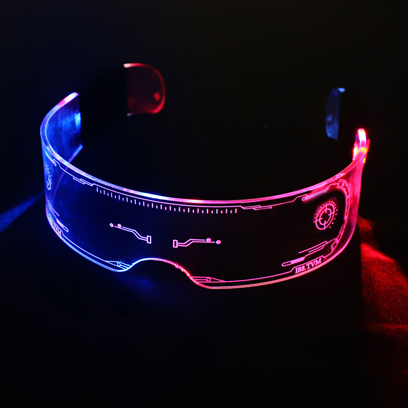 Led Luminous Technology Glasses Music Festival Party Ball Punk Luminous Acrylic Goggles Cross-Border Supply