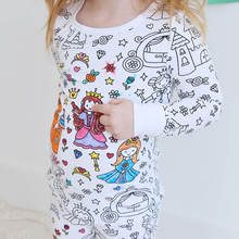跨境儿童涂鸦睡衣DIY手绘可涂色套装家居服colouring pajama sets